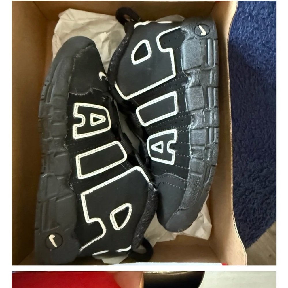 Nike Black and White Air More Uptempo Shoes